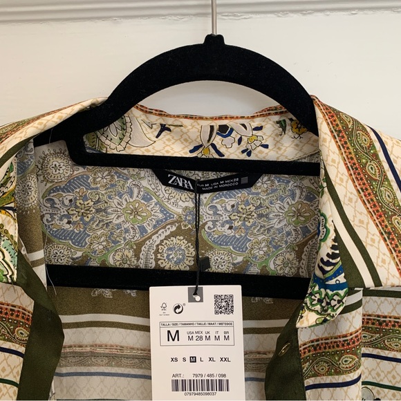 Zara flowy printed button-up shirt, size M - Picture 3 of 7